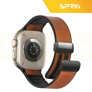 بند اسپریگ مدل Leather Magnetic Sic مناسب برای اپل واچ Series 7 45mm / Series 8 45mm / Series 9 45mm