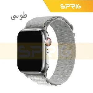 بند اسپریگ مدل AlpineSET-GRY مناسب برای اپل واچ Series 4 44mm / 5 44mm / 6 44mm / Se 44mm / 7 45mm / 8 45mm به همراه کاور