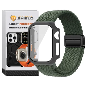 بند آلتیمیت شیلد مدل Braided Magsolo GRD مناسب برای اپل واچ 46 میلی متری سری 11 به همراه کاور