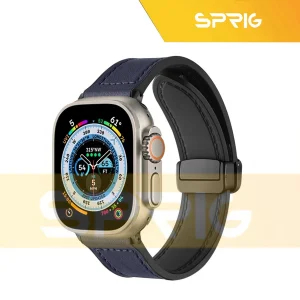 بند اسپریگ مدل Magnetic Leather Silicon مناسب برای اپل واچ سری 1/2/3/4/5/6/7/8/SE/ULTRA سایز 42/44/45/49 میلی متری