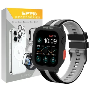بند اسپریگ مدل Ferrer Rugged مناسب برای اپل واچ 49 میلی متری سری Ultra 3 به همراه کاور