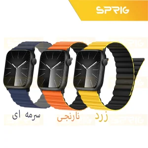 بند اسپریگ مدل Silicone Magnetic Link BK مناسب برای اپل واچ سری Se/1/2/3/4/5/6/7/8/9/Ultra/Ultra2 سایز 42/44/45 میلی متری