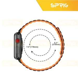بند اسپریگ مدل Silicone Magnetic Link BK مناسب برای اپل واچ سری Se/1/2/3/4/5/6/7/8/9/Ultra/Ultra2 سایز 42/44/45 میلی متری