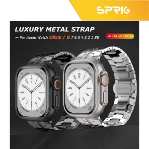 بند استیل اسپریگ مدل Iron man مناسب برای اپل واچ Series 7 Aluminum 45mm / Series 8 Aluminum 45mm
