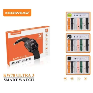 ساعت هوشمند 49 میلیمتری مدل KW78 به همراه 7 بند سیلیکونی متنوع