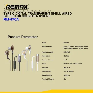 هندزفری ریمکس مدل  RM-670a TypeC