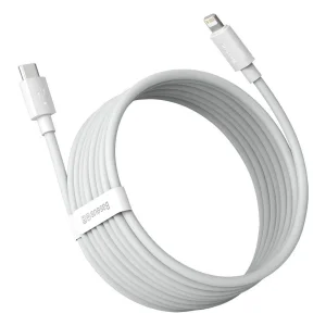 کابل تبدیل USB-C به لایتنینگ باسئوس مدل Simple Wisdom طول 1.5 متر بسته 2 عددی