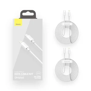 کابل تبدیل USB-C به لایتنینگ باسئوس مدل Simple Wisdom طول 1.5 متر بسته 2 عددی