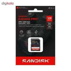 کارت حافظه SD سن دیسک مدل Extreme PRO SDXC سرعت 250 مگابایت بر ثانیه ظرفیت 128 گیگابایت
