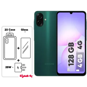 گوشی موبایل سامسونگ مدل Galaxy A07 دو سیم کارت ظرفیت 128گیگابایت و رم 6 گیگابایت  -  به همراه شارژر 25 وات سامسونگ، 2 عدد قاب و 1 عدد محافظ صفحه نمایش