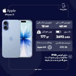 گوشی موبایل اپل مدل iPhone 17 CH دو سیم کارت ظرفیت 256 گیگابایت و رم 8 گیگابایت - نات اکتیو  - به همراه شارژر 20 وات اپل