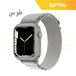 بند اسپریگ مدل AlpineSET-GRY مناسب برای اپل واچ سری SE2021/7/8/9 سایز 45 میلی متری به همراه کاور