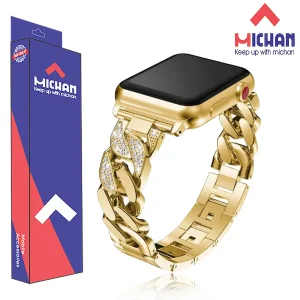 بند میچان مدل Diamond Stell مناسب برای اپل واچ سری 9 45 میلی متری/۸ ۴۵ میلی متری