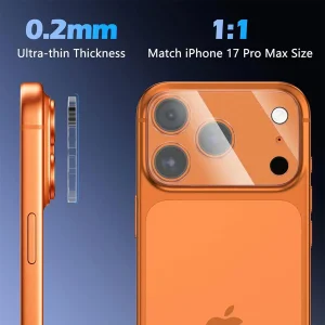 محافظ لنز دوربین شیشه‌ای آکوآرا مدل CLR 3D مناسب برای گوشی موبایل اپل iPhone 17 Pro Max