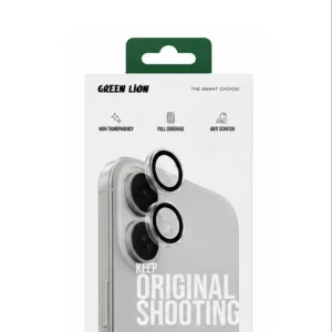 محافظ لنز دوربین شیشه‌ای گرین لاین مدل Duo camera lens مناسب برای گوشی موبایل IPHONE 16 NORMAL / 16 PLUS / 17 NORMAL