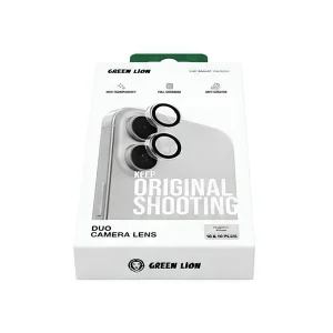 محافظ لنز دوربین شیشه‌ای گرین لاین مدل Duo camera lens مناسب برای گوشی موبایل IPHONE 16 NORMAL / 16 PLUS / 17 NORMAL