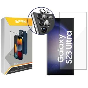 محافظ لنز دوربین رینگی اسپریگ مدل Ring-FU مناسب برای گوشی موبایل سامسونگ Galaxy S23 Ultra به همراه محافظ صفحه نمایش