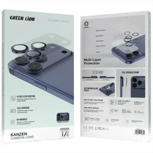 محافظ لنز دوربین گرین لاین مدل Kanzen Clear مناسب برای گوشی موبایل اپل iPhone 17 Pro Max