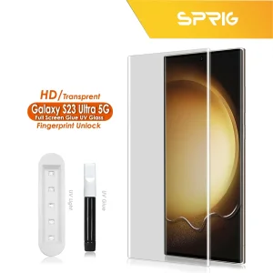 محافظ لنز دوربین رینگی اسپریگ مدل Ring-UV مناسب برای گوشی موبایل سامسونگ Galaxy S23 Ultra به همراه محافظ صفحه نمایش