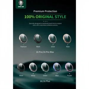 محافظ لنز دوربین گرین لاین مدل Hd Plus Camera Lens مناسب برای گوشی موبایل اپل iPhone 16 Pro Max / 16 Pro
