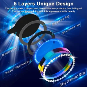 محافظ لنز دوربین گرین مدل Diamond مناسب برای گوشی موبایل اپل iphone 14 Pro Max / 14 Pro