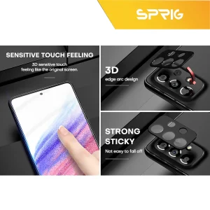 محافظ لنز دوربین اسپریگ مدل 3D-FU مناسب برای گوشی موبایل سامسونگ Galaxy A23 4G / A23 5G به همراه محافظ صفحه نمایش