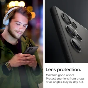 محافظ لنز دوربین شیشه‌ای اسپیگن مدل Optik Pro مناسب برای گوشی موبایل سامسونگ Galaxy S24 Ultra