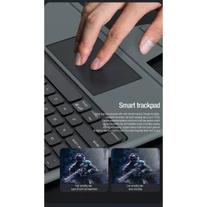 کیف کلاسوری کیبورد دار نیلکین مدل Bumper Combo Backlit Keyboard مناسب برای تبلت اپل iPad Air 13 2024 / iPad Pro 12.9 2022 / 2021 / 2020