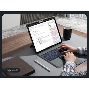 کیف کلاسوری کیبورد دار نیلکین مدل Bumper Combo Backlit Keyboard مناسب برای تبلت اپل iPad Air 13 2025 / iPad Air 13 2024 / iPad Pro 12.9 2022 / 2021 / 2020