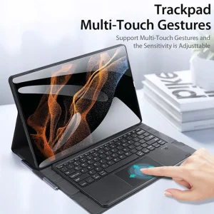 کیف کلاسوری کیبورد دار دوکس دوکیس مدل Tri-Fold مناسب برای تبلت سامسونگ Galaxy Tab S8 Ultra X900/X906