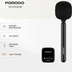 میکروفن یقه ای پرودو مدل PD-LFST133 با درگاه های اتصال تایپ سی و لایتنینگ و دوربین