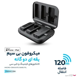 ست میکروفن بی سیم پاورولوجی مدل  Lavalier -Duo -PWmic2