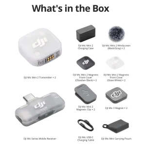 میکروفن بی سیم دی جی آی مدل  DJI Mic Mini2 1TX+Mobile RX+Charging Case با درگاه اتصال USB Type-C