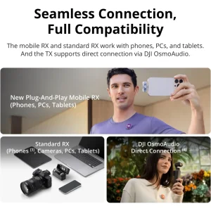 میکروفن بی سیم دی جی آی مدل  DJI Mic Mini2 1TX+Mobile RX+Charging Case با درگاه اتصال USB Type-C