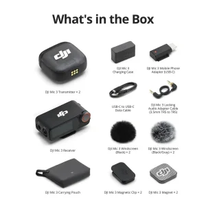 ست میکروفن بی سیم دی جی آی مدل Mic 3 دوکاربره با درگاه اتصال Type-c