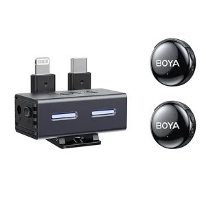 میکروفون بی سیم دو کاربره بویا مدل k3-01 با درگاه اتصال TYPE-C و لایتنینگ