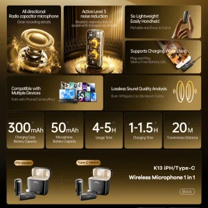 ست میکروفن بی سیم ریمکس مدل رابط لایتنینگ کد K13