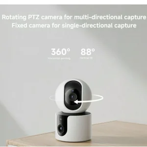 دوربین مداربسته تحت شبکه بی‌سیم شیائومی مدل C300 Dual MJSXJ22CM با لنز 3 مگاپیکسل، رزولوشن 1296×2304 پیکسل، پشتیبانی از کارت حافظه 16 تا 256 گیگ و اتصال Wi-Fi و بلوتوث