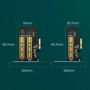 مبدل M.2 M-Key+M.2 B-Key به PCle 3.0 4X یوگرین مدل CM302-70504