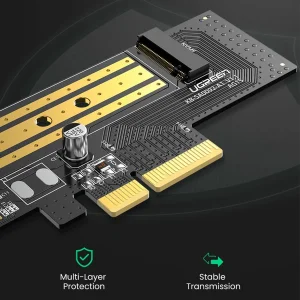 مبدل M.2 M-Key+M.2 B-Key به PCle 3.0 4X یوگرین مدل CM302-70504