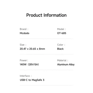 مبدل USB-C به مگ سیف 3 مک دودو مدل OT-685