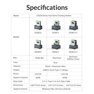 قاب هارد اکسترنال USB -C اوریکو مدل 5528C3-C