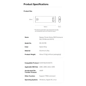 باکس هارد M.2/NVME بیسوس مدل  FlyJoy Series BS-OH155