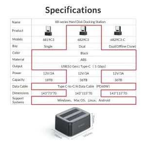 داک دو سینی هارد اوریکو مدل 6829C3-V1