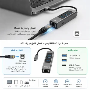 هاب 5 پورت USB-C ایسر مدل ODK3GO