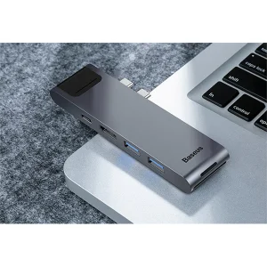 هاب 7 پورت USB-C باسئوس مدل CAHUB-L0G