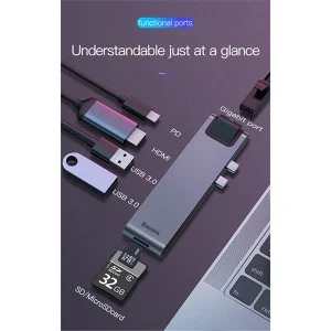 هاب 7 پورت USB-C باسئوس مدل CAHUB-L0G