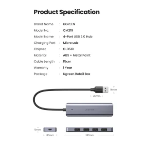 هاب پنج پورت USB-3.0 یوگرین مدل CM219-50985