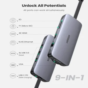 هاب 9 پورت USB-C یوگرین مدل 70409