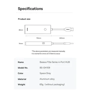 هاب 4 پورت USB 3.0 بیسوس مدل BS-OH109